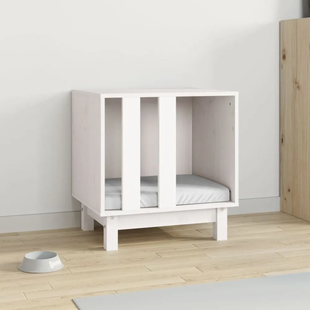 Articles Pour Animaux De Compagnie-vidaXL Niche pour chien 50x40x52 cm Bois de pin massif Blanc