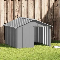 Articles Pour Animaux De Compagnie-vidaXL Niche pour chien 116,5x103x81,5 cm Acier galvanisé Gris