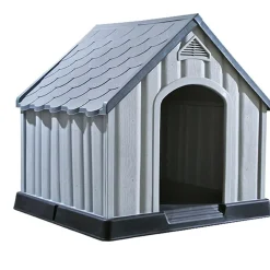 vidaXL Niche pour chiens Gris 92x87x91 cm Plastique