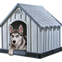 vidaXL Niche pour chiens Gris 92x87x91 cm Plastique