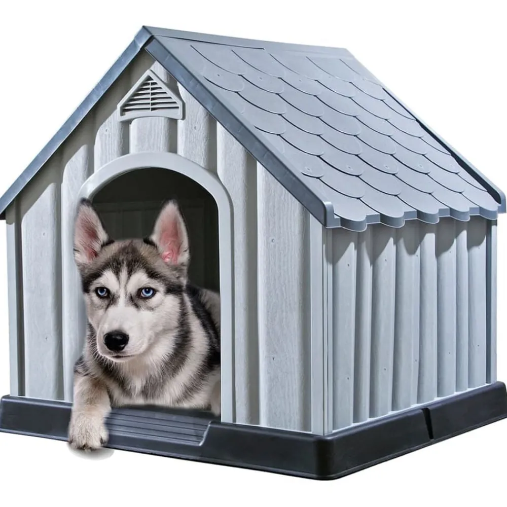 vidaXL Niche pour chiens Gris 92x87x91 cm Plastique