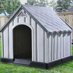 vidaXL Niche pour chiens Gris 92x87x91 cm Plastique