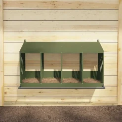 Articles Pour Animaux De Compagnie-vidaXL Nichoir à poules avec 4 compartiments métal Vert olive