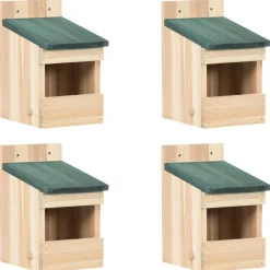 Décorations-vidaXL Nichoirs 4 pcs 12x16x20 cm Bois de sapin