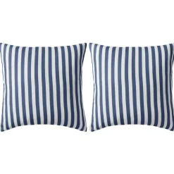 vidaXL Oreiller d'extérieur lot de 2 Impression rayure 45 x 45 cm Bleu