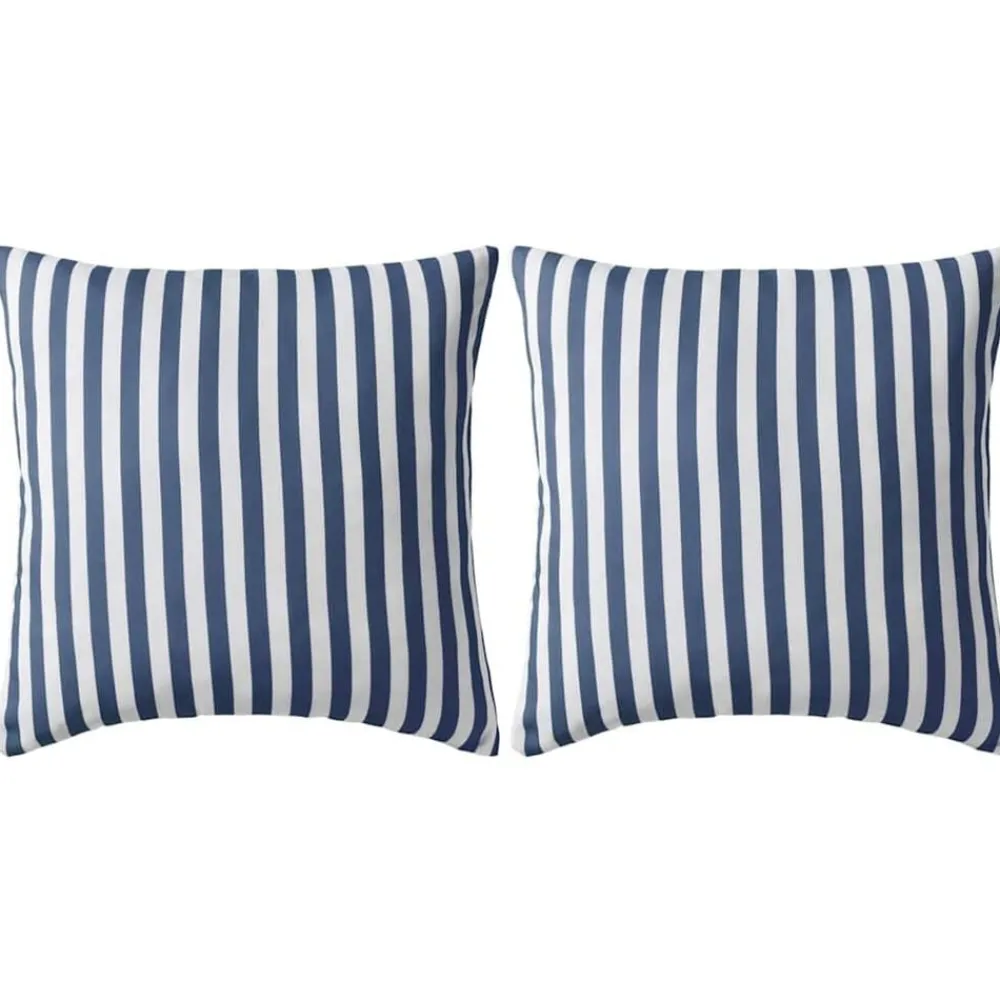 vidaXL Oreiller d'extérieur lot de 2 Impression rayure 45 x 45 cm Bleu