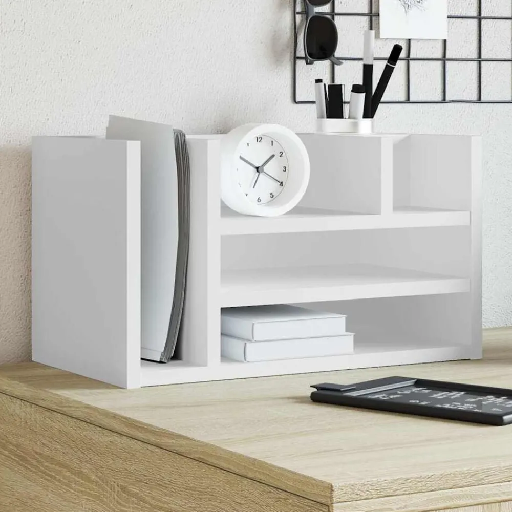 Fournitures De Bureau-vidaXL Organisateur de bureau 44,5x24x25 cm bois d'ingénierie Blanc