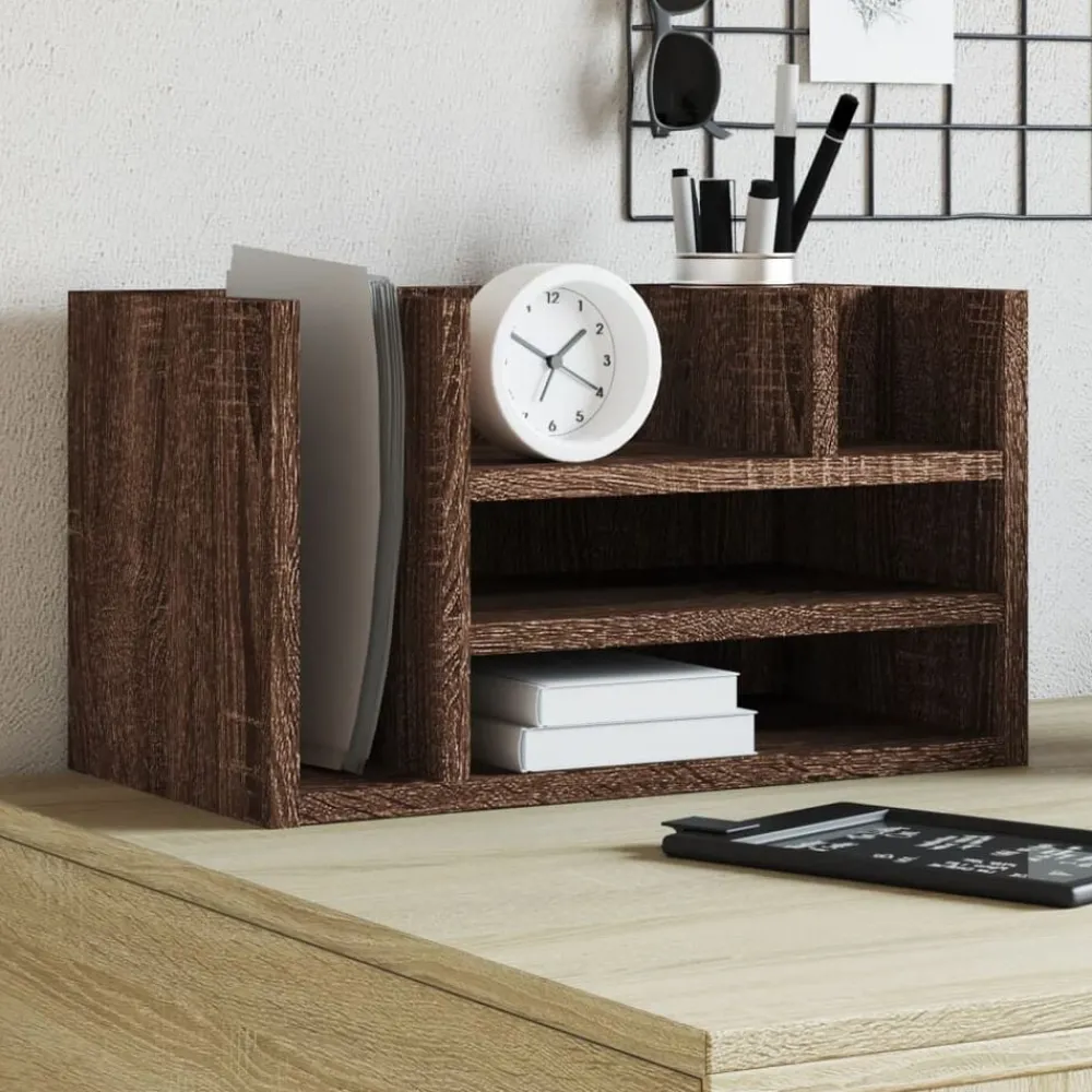 Fournitures De Bureau-vidaXL Organisateur de bureau chêne marron bois d'ingénierie Chêne marron