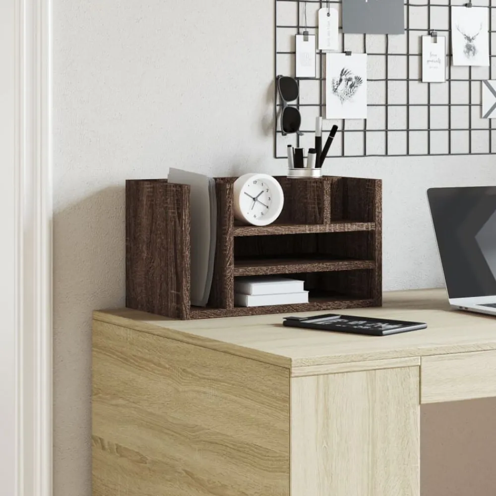 Fournitures De Bureau-vidaXL Organisateur de bureau chêne marron bois d'ingénierie Chêne marron