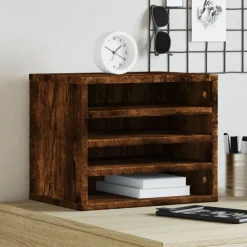 vidaXL Organisateur de bureau chêne fumé 36x26x29,5 cm