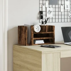 Fournitures De Bureau-vidaXL Organisateur de bureau chêne fumé 44,5x24x25 cm bois ingénierie Chêne fumé
