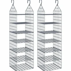 Produits Ménagers-vidaXL Organisateur de garde-robe suspendu avec 7 étagères 2 pcs