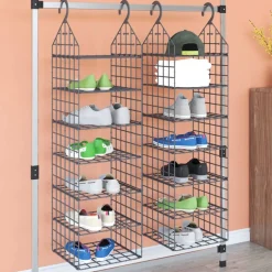 Produits Ménagers-vidaXL Organisateur de garde-robe suspendu avec 7 étagères 2 pcs