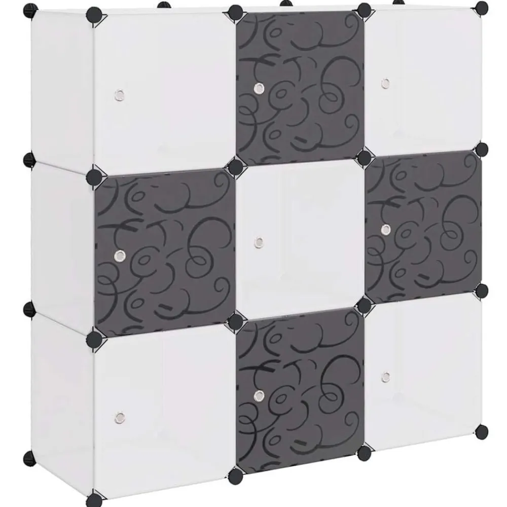 vidaXL Organisateur de rangement cube avec 9 compartiments Noir/Blanc