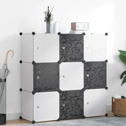 vidaXL Organisateur de rangement cube avec 9 compartiments Noir/Blanc
