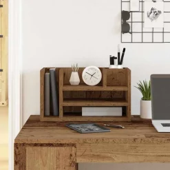 Fournitures De Bureau-vidaXL Organiseur de bureau Bois ancien 44,5 x 24 x 25 cm ch&ecirc;ne artisanal