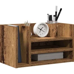 Fournitures De Bureau-vidaXL Organiseur de bureau Bois ancien 44,5 x 24 x 25 cm ch&ecirc;ne artisanal