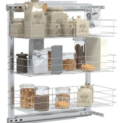 vidaXL Panier à 3 niveaux métallique de cuisine 47x25x56 cm