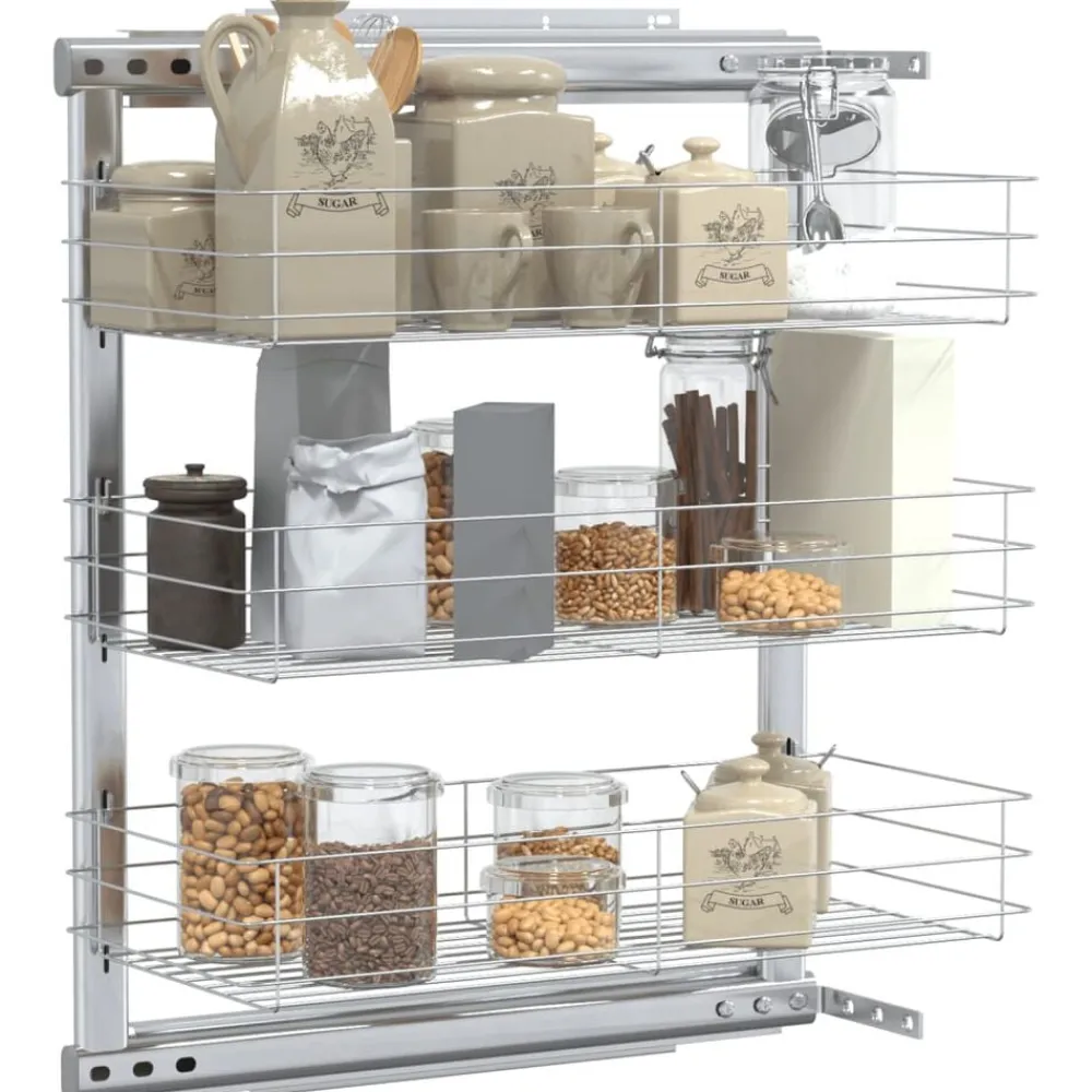 vidaXL Panier à 3 niveaux métallique de cuisine 47x25x56 cm