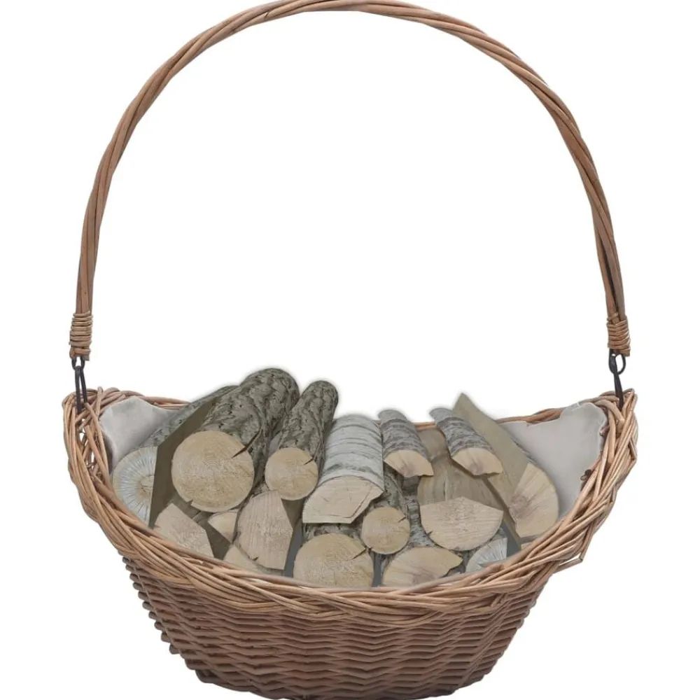 vidaXL Panier à bois de chauffage avec poignée 57x46,5x52 cm Marron
