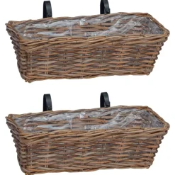 Décorations-vidaXL Panier à jardinière suspendu 2 pcs 48 x 22 x 15 cm Marron