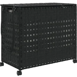 vidaXL Panier à linge avec roulettes 66x35x60 cm résine tressée