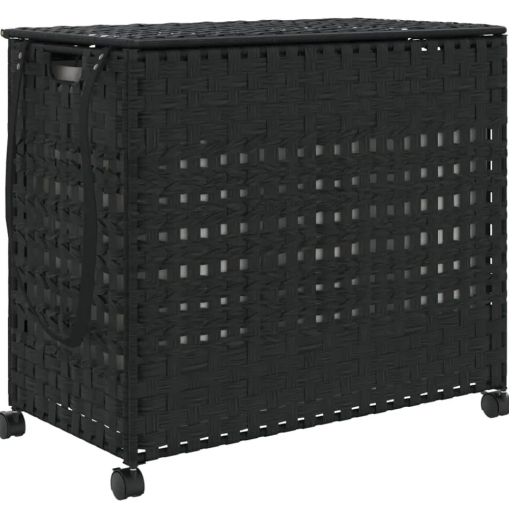 vidaXL Panier à linge avec roulettes 66x35x60 cm résine tressée