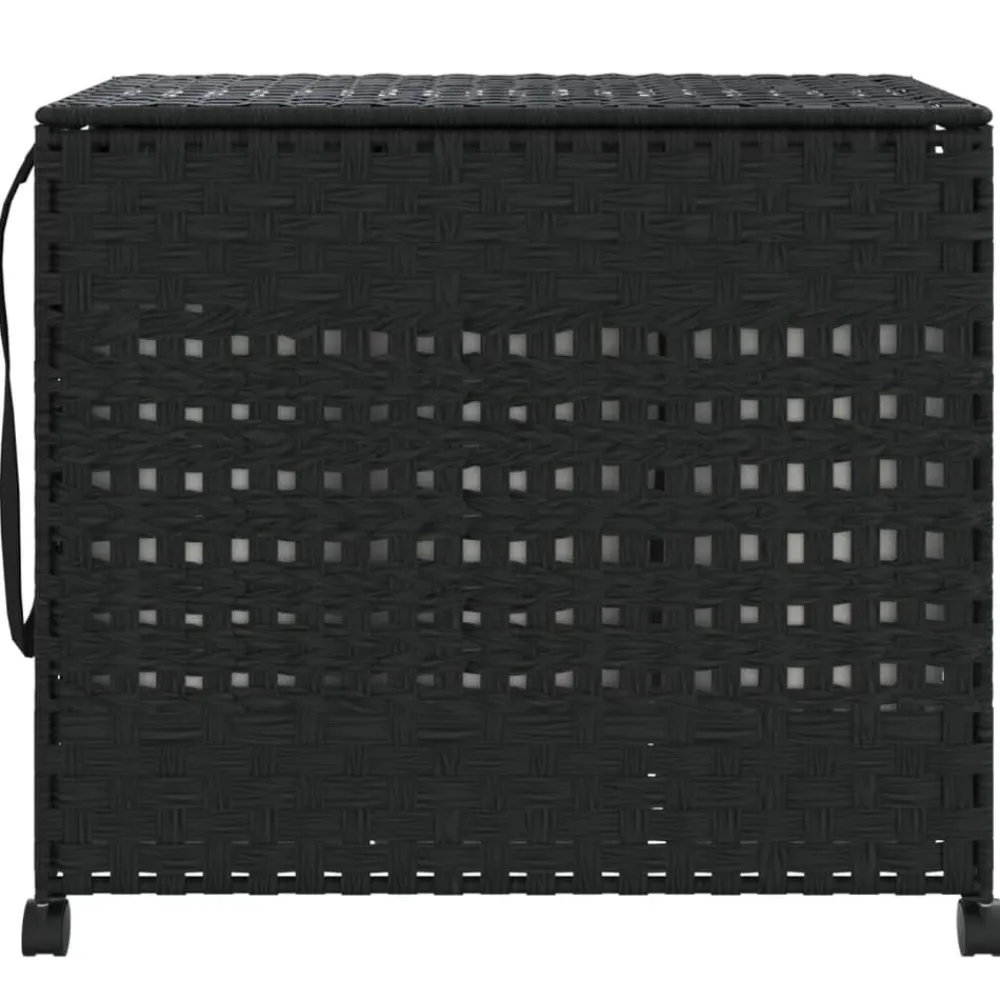 vidaXL Panier à linge avec roulettes 66x35x60 cm résine tressée