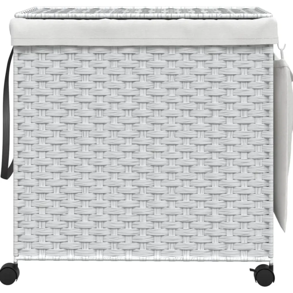 Produits Ménagers-vidaXL Panier à linge avec roulettes 60x35x60,5cm résine tressée Blanc