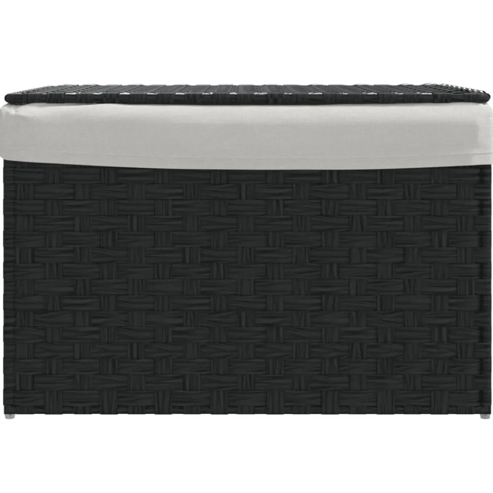 Produits Ménagers-vidaXL Panier à linge avec couvercle 55,5x35x34 cm résine tressée Noir