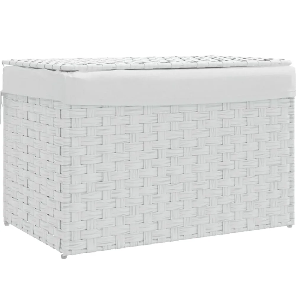 Produits Ménagers-vidaXL Panier à linge avec couvercle 55,5x35x34cm résine tressée Blanc
