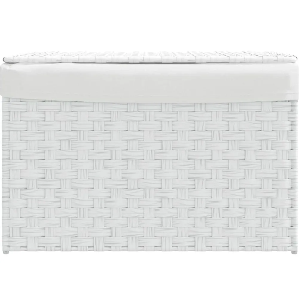Produits Ménagers-vidaXL Panier à linge avec couvercle 55,5x35x34cm résine tressée Blanc