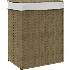 vidaXL Panier à linge avec couvercle 46x33x60 cm résine tressée