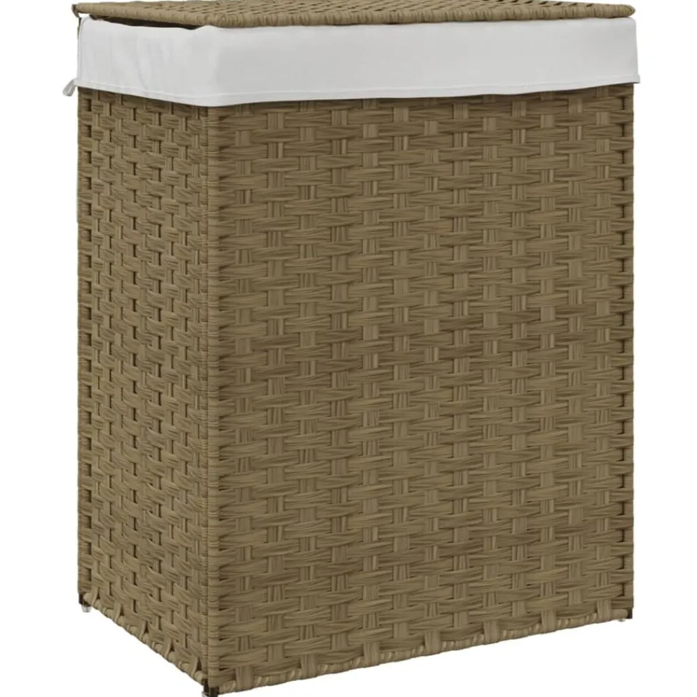vidaXL Panier à linge avec couvercle 46x33x60 cm résine tressée