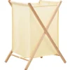 Produits Ménagers-vidaXL Panier à linge Bois de cèdre et textile Beige 42 x 41 x 64 cm