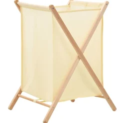 Produits Ménagers-vidaXL Panier à linge Bois de cèdre et textile Beige 42 x 41 x 64 cm