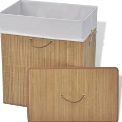 Produits Ménagers-vidaXL Panier à linge rectangulaire Bambou Naturel Marron clair