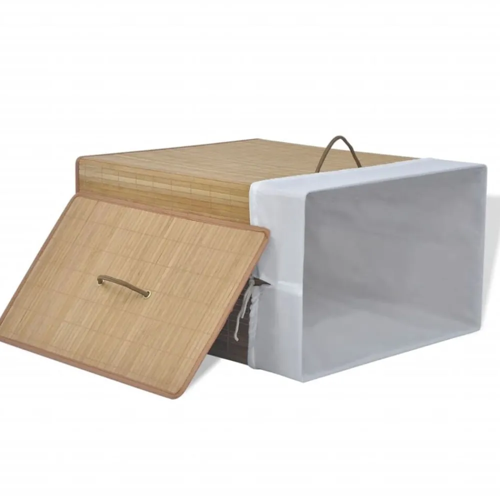 Produits Ménagers-vidaXL Panier à linge rectangulaire Bambou Naturel Marron clair