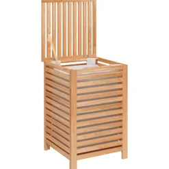 Produits Ménagers-vidaXL Panier à linge 45x45x65 cm Bois massif de noyer
