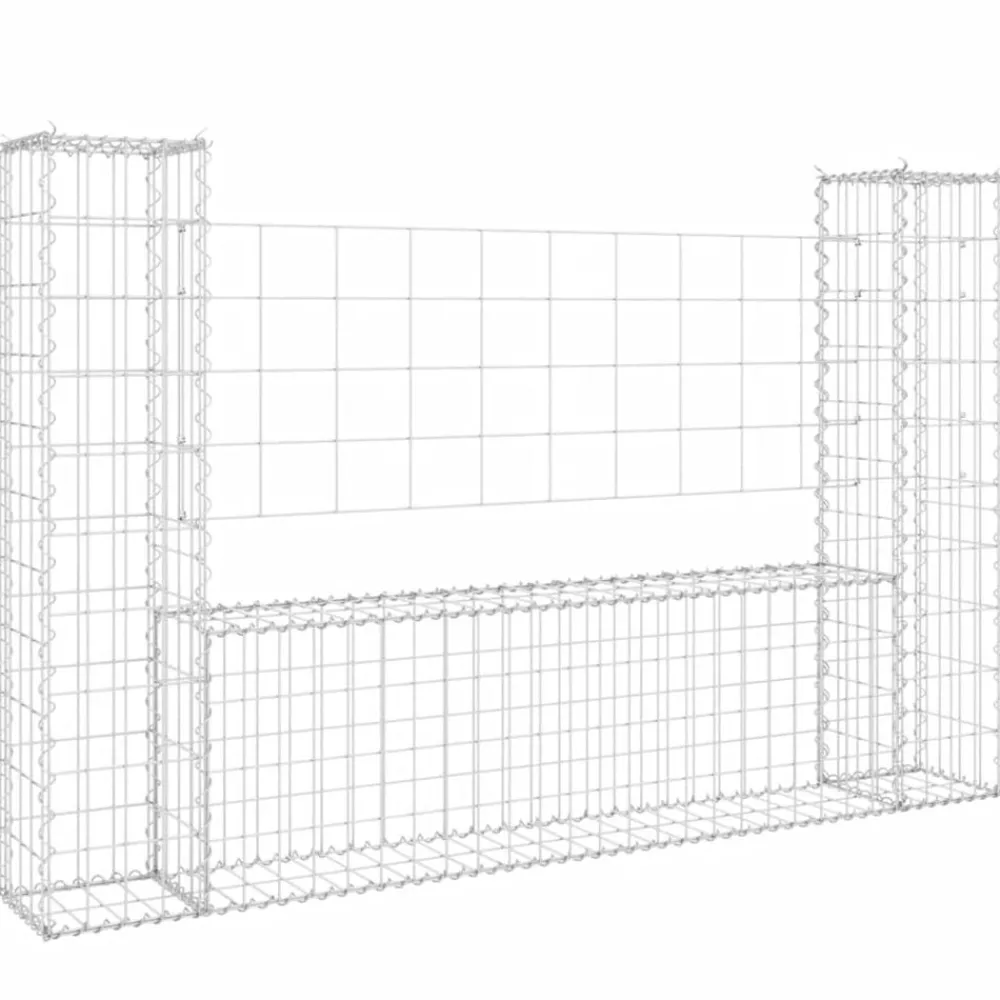 vidaXL Panier de gabion en forme de U avec 2 poteaux Fer 140x20x100 cm