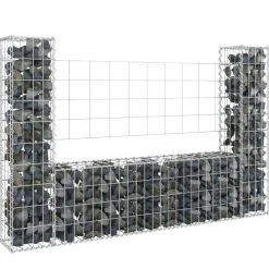 vidaXL Panier de gabion en forme de U avec 2 poteaux Fer 140x20x100 cm