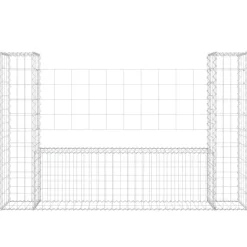 vidaXL Panier de gabion en forme de U avec 2 poteaux Fer 140x20x100 cm