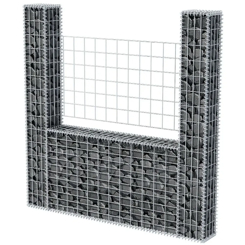 vidaXL Panier de gabion en forme de U Acier galvanisé 160x20x150 cm