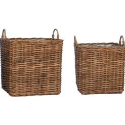 vidaXL Panier de Plante avec stockage 2 pcs Rattan Lacak