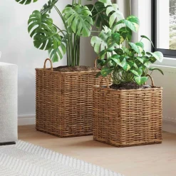 vidaXL Panier de Plante avec stockage 2 pcs Rattan Lacak