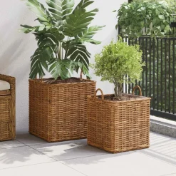 vidaXL Panier de Plante avec stockage 2 pcs Rattan Lacak