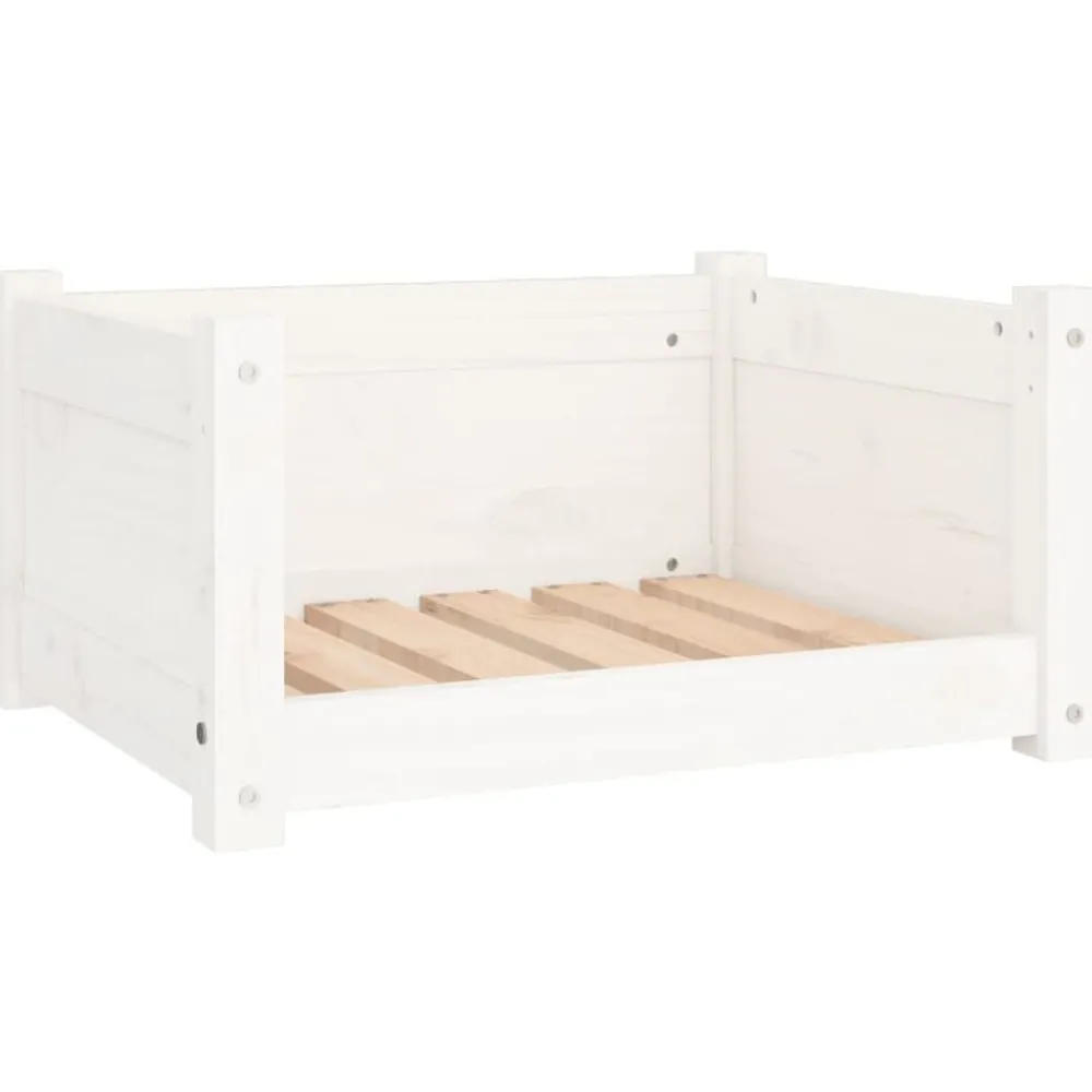 Articles Pour Animaux De Compagnie-vidaXL Panier pour chien 55,5 x 45,5 x 28 cm Bois de pin massif Blanc
