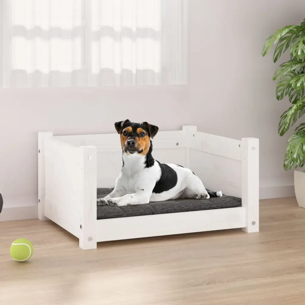 Articles Pour Animaux De Compagnie-vidaXL Panier pour chien 55,5 x 45,5 x 28 cm Bois de pin massif Blanc