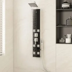 vidaXL Panneau de douche Verre 18x45,5x130 cm Noir