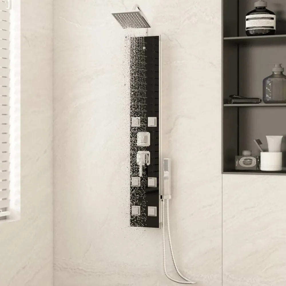 vidaXL Panneau de douche Verre 18x45,5x130 cm Noir